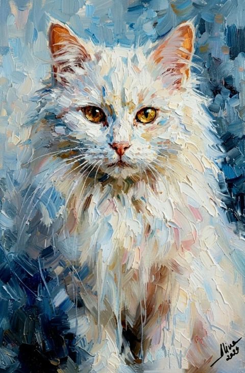 ArteDiAlina.com painting: “Time spent with cats is never wasted”  S.F.